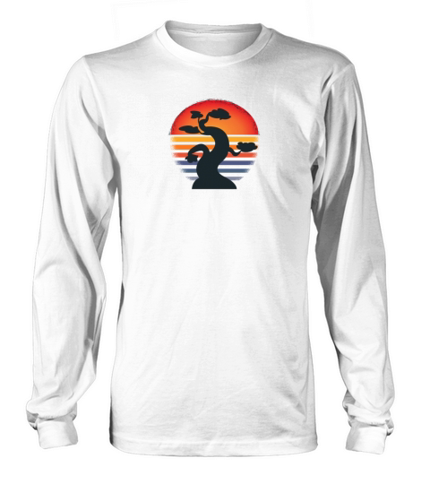 Bonsai Tree Silhouette In Vintage Sunset Women's Long Sleeve