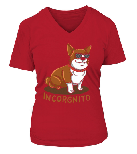 Incorgnito Incognito Corgi Dog Sunglasses Pun Gift Women's V-Neck T-shirt