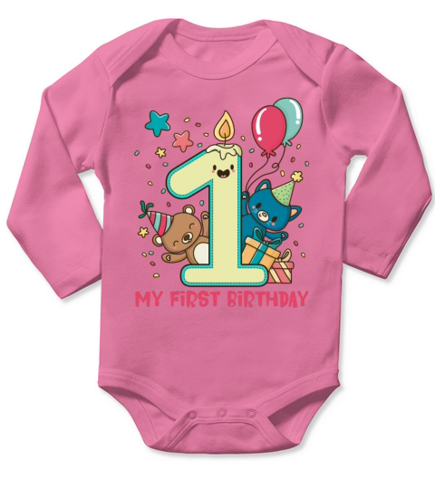 Birthday Baby - 1st Birthday Long Sleeve Baby One-Piece