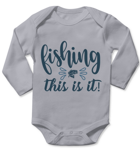 Anglers fishing a fish on the lake Long Sleeve Baby One-Piece