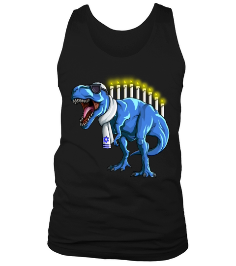 Funny Menorawrsaurus Rex Hanukkah Dinosaur Menorah Men's Tank Top