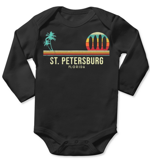 Florida St Petersburg Vintage Souvenir Long Sleeve Baby One-Piece