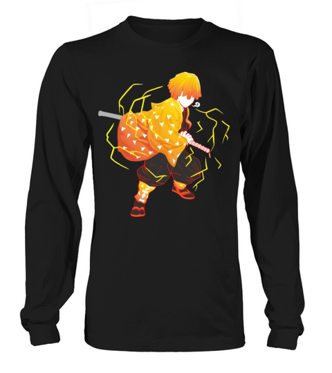 Anime Demon Slayer Kimetsu no Yaiba Zenitsu Lightn Men's Long Sleeve