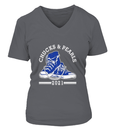 Chucks And Pearls 2021 Blue Color V-neck T-Shirt Woman