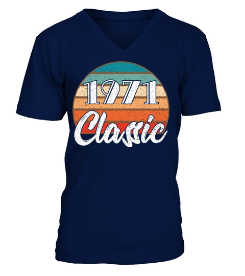 Anniversary Birthday 1971 Classic Colors Design Men's V-Neck T-shirt