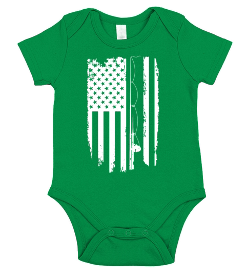 Fishing Pole American Flag Fisherman Gift Short Sleeve Baby One-Piece