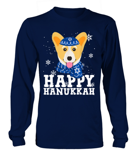 Happy Hanukkah Corgi Dog Funny Holiday Women's Long Sleeve