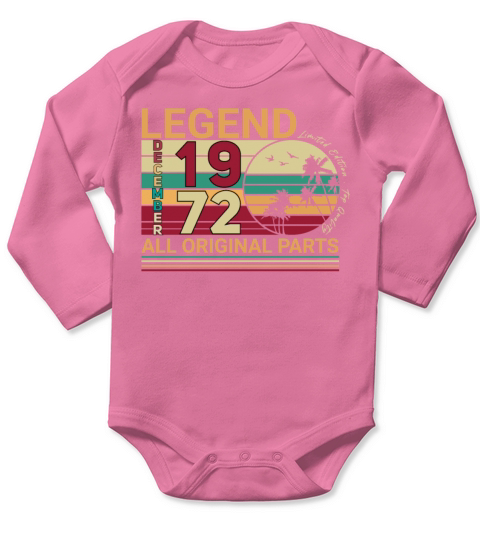 Original December 1972 Palm Trees Retro Long Sleeve Baby One-Piece