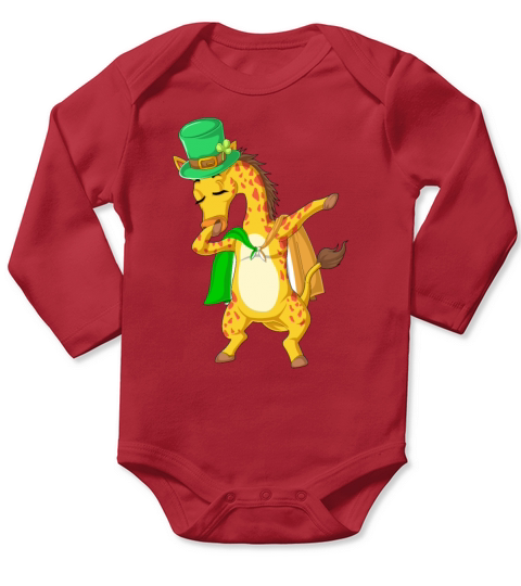 Dabbing giraffe stpatricks day Long Sleeve Baby One-Piece