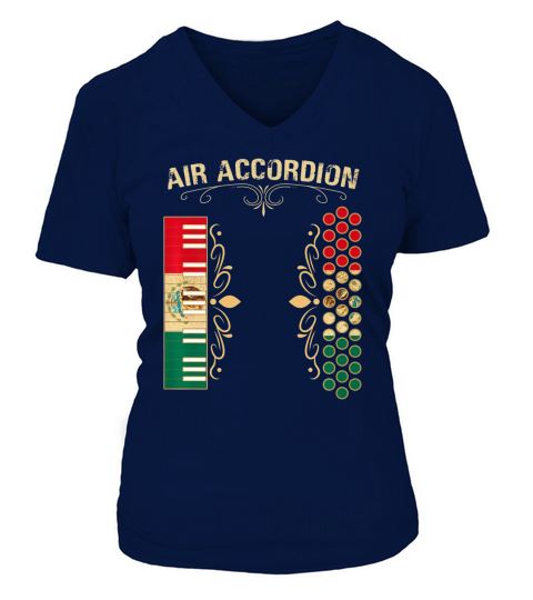 Mexican Flag Vintage Air Accordion V-neck T-Shirt Woman