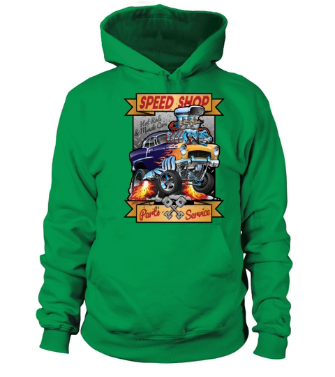 Speed Shop Hot Rod Muscle Car Cartoon Illustration Women's Hoodie