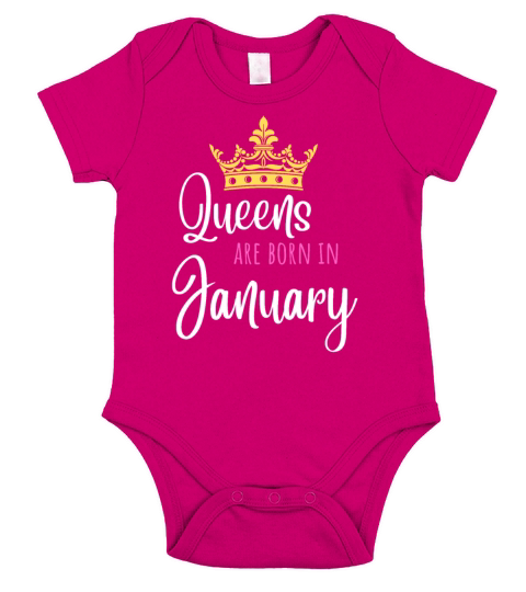 Queens are born in January Birthday Crown Gift Short Sleeve Baby One-Piece