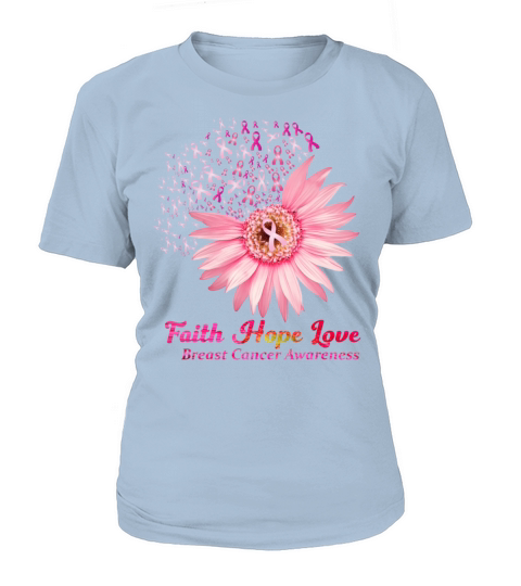 Faith Hope Love Breast Cancer Awareness Flower Pin Women's T-Shirt