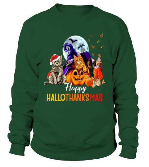 Happy Thanksgiving Cat Happy Hallothanksmas Women's Sweatshirt