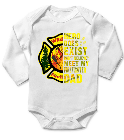 Meet My Wildland Firefighter Dad Jobs Gifts Shirts Long Sleeve Baby One-Piece