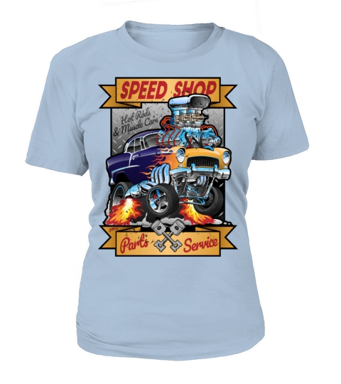 Speed Shop Hot Rod Muscle Car Cartoon Illustration Women's T-Shirt