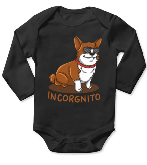 Incorgnito Incognito Corgi Dog Sunglasses Pun Gift Long Sleeve Baby One-Piece