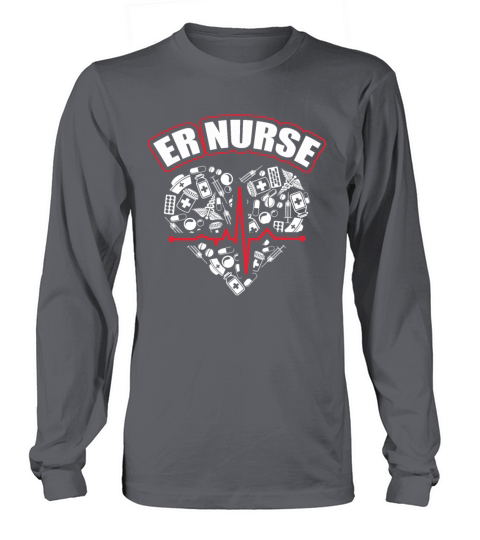Emergency Room Nurse Heart Heartbeat Nursing RN Women's Long Sleeve