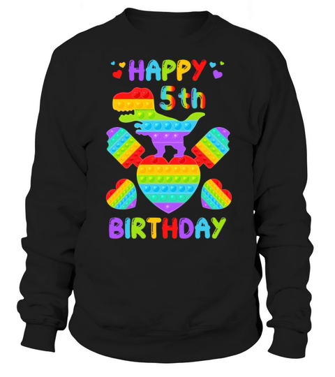 Kids Happy 5th Birthday Pop It Dinosaur Men's Sweatshirt