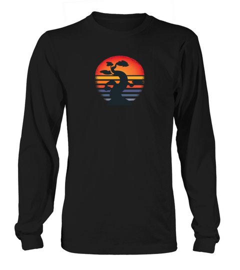 Bonsai Tree Silhouette In Vintage Sunset Men's Long Sleeve