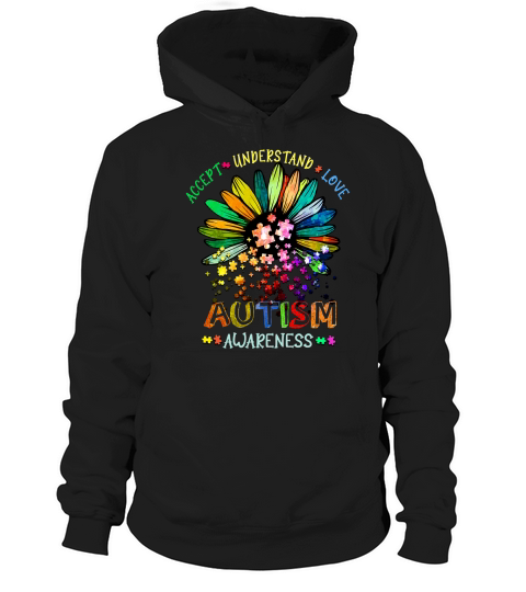 Accept   Understand   love   Autism Awareness 2 Hoodie Unisex