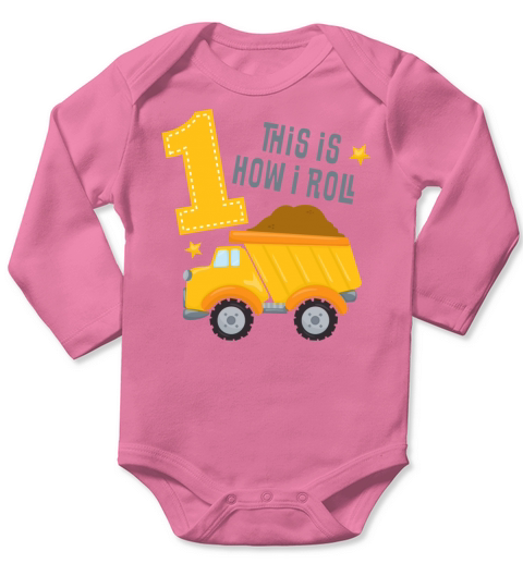 Dump Truck 1st Birthday Long Sleeve Baby One-Piece