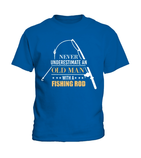 Never underestimate an old man with a fishing rod Kids T-Shirt