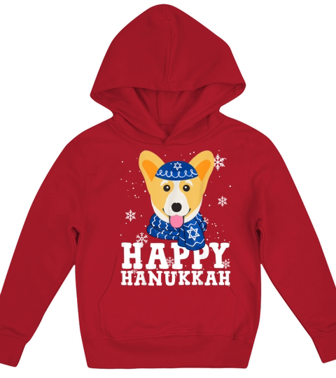 Happy Hanukkah Corgi Dog Funny Holiday Kids Hoodie
