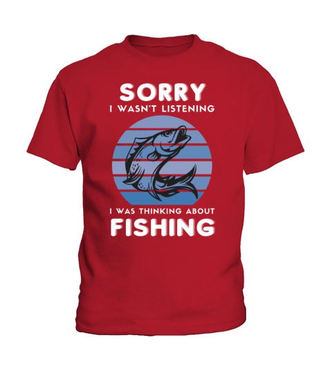 Fisherman I was Thinking about Fishing Retro Fish Kids T-Shirt