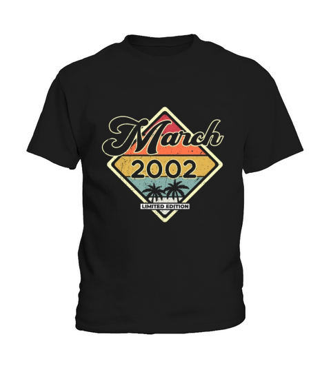 Vintage 80s March 2002 20th Birthday Gift Idea Kids T-Shirt
