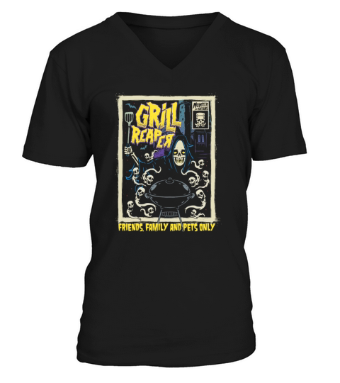 Horror Art Bbq Grill Chef Psychobilly Punk Art Men's V-Neck T-shirt