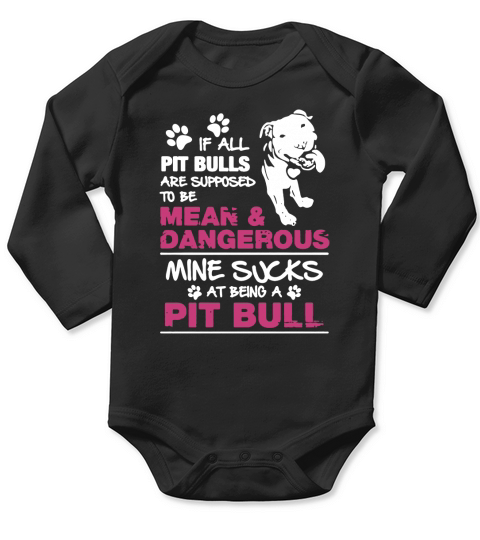 Exclusive Pitbull T-Shirt Long Sleeve Baby One-Piece