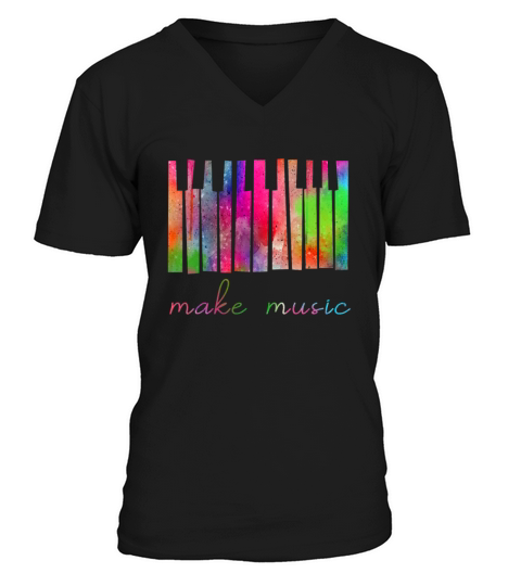 Make Music Keyboard Piano Gift For Musician Pianis Men's V-Neck T-shirt