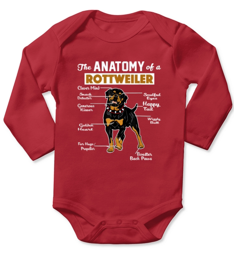 The Anatomy Of A Rottweiler Long Sleeve Baby One-Piece