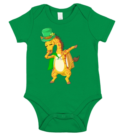 Dabbing giraffe stpatricks day Short Sleeve Baby One-Piece