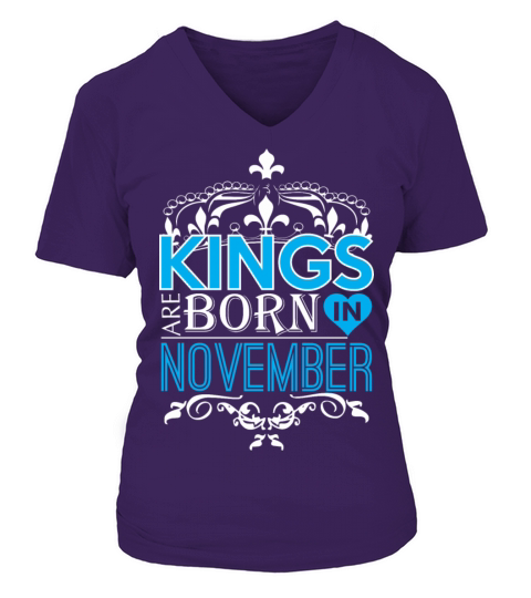 Kings Are Born In November Happy Fathers Day Women's V-Neck T-shirt