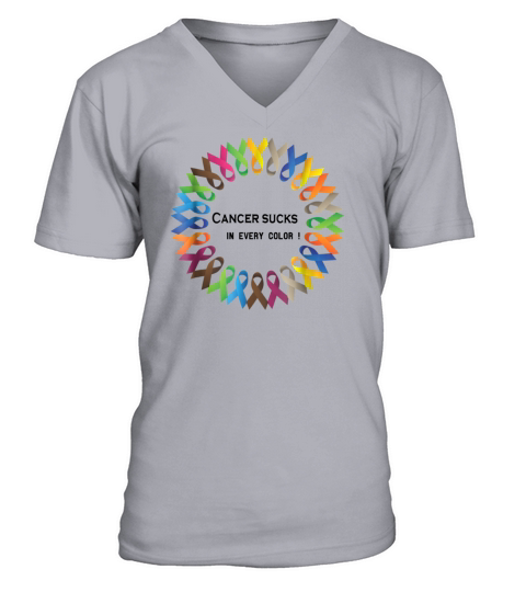 All Cancer Ribbon Cancer Sucks In Every Color Men's V-Neck T-shirt