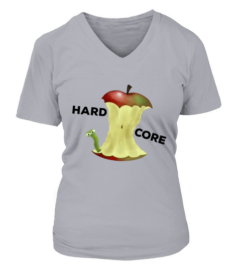 Apple core worm hard core Women's V-Neck T-shirt