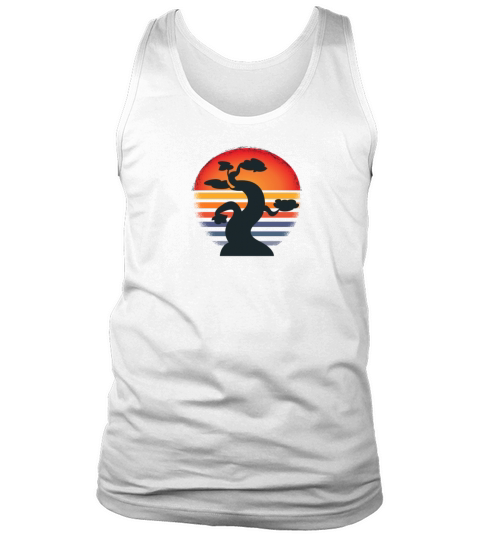 Bonsai Tree Silhouette In Vintage Sunset Men's Tank Top