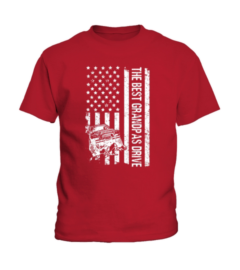 The Best Grandpas Drive Jeeps American Flag Father’s Day Kids T-Shirt