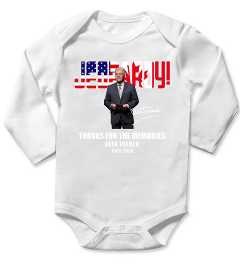 Jeopardy thank you for the memories Alex Trebek 1940 2020 signature Long Sleeve Baby One-Piece