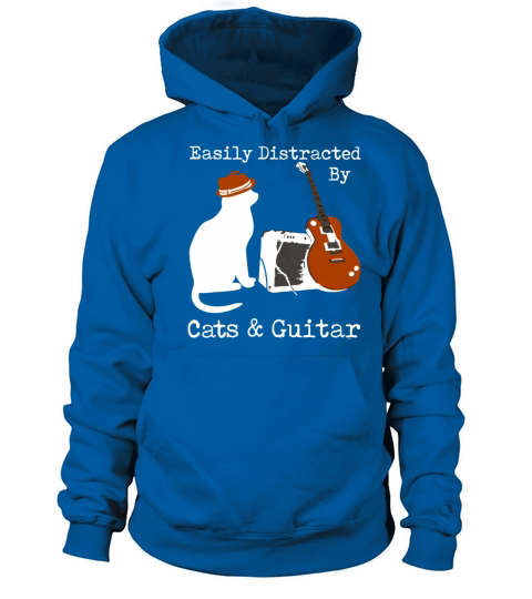 Easily Distracted By Cats Guitar Women's Hoodie
