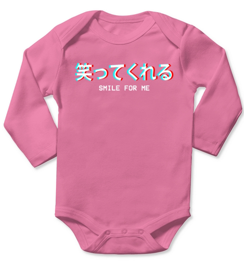 Smile For Me Japanese Vaporwave Aesthetic Gift Long Sleeve Baby One-Piece