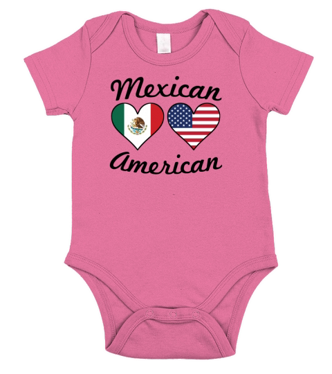 Mexican American Flag Hearts Short Sleeve Baby One-Piece
