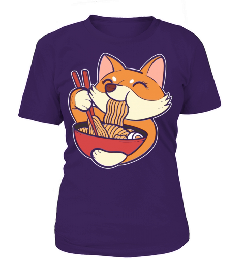 Kawaii Corgi Dog Eating Ramen Japanese Noodles Women's T-Shirt