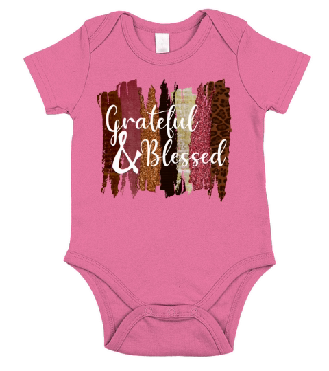 Grateful and Blessed brushstroke design Short Sleeve Baby One-Piece