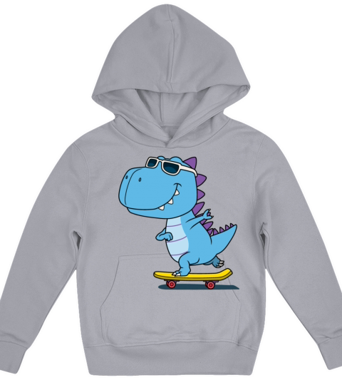 dinosaur playing skateboard Kids Hoodie