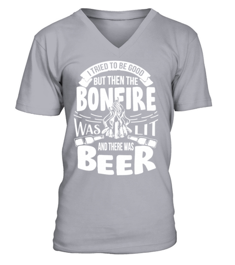 Bonfire and Beer Camping shirt Men's V-Neck T-shirt