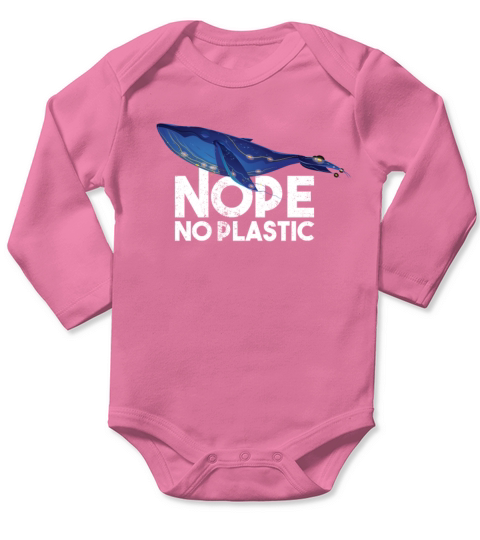 Nope No Plastic Whale Long Sleeve Baby One-Piece