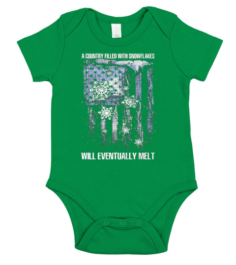 A country filled with snowflakes will eventually melt american flag independence day Short Sleeve Baby One-Piece